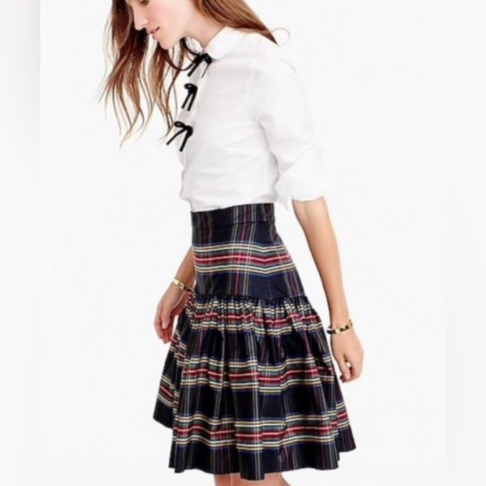 J. Crew Tartan Plaid Taffeta Christmas Skirt Size 0
